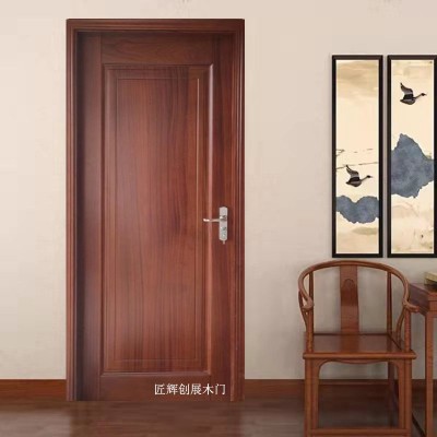 新中式实木门 红胡桃原木烤漆门 胡桃木纯实木卧室房间门  1套图3