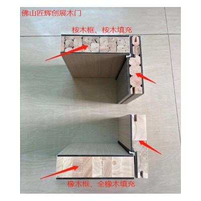 免漆橡木碳晶门室内房间门轻奢极简生态门平开卧室实木门套装房门    1套图5