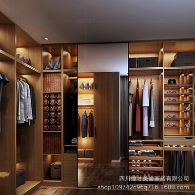 现代推拉门衣柜家用卧室开放式衣帽间移门简易衣橱定制装修设计    1平方米图5