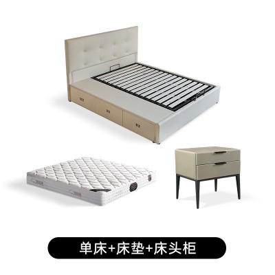 高箱储物收纳床真皮床现代简约小户型双人床主卧奶油风皮艺床婚床   1个图5