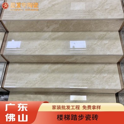 佛山别墅一体式大理石瓷砖室内楼梯踏步瓷砖简约防滑梯级砖地板砖   1块图2