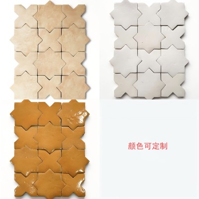 南城北爱十字星八角型复古陶土手工砖马赛克卫生间背景墙民宿服装    1片图5