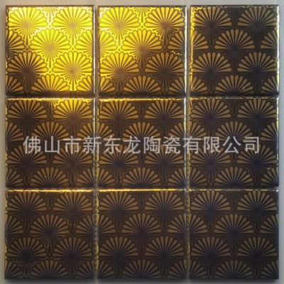 厂家97陶瓷电镀马赛克金色电视背景墙KTV吧台内墙酒店大堂装修瓷  1片图5