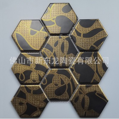 佛山厂家直销平面/高低六角立体艺术陶瓷马赛克玄关背景墙瓷砖    1片图2