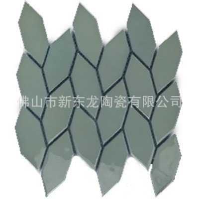 网红墨绿色瓷砖北欧现代树叶陶瓷菱形马赛克餐厅厨房卫生间内墙砖    1片图4