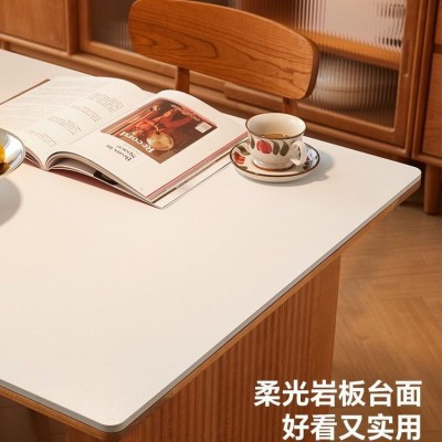 日式简约全实木樱桃木岛台餐桌一体家用小户型可伸缩吧台岩板餐桌    1件图2