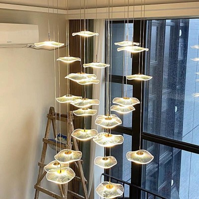 小复式楼客厅大吊灯荷叶loft公寓跃层挑高中空别墅楼梯长吊灯创意    1件图4