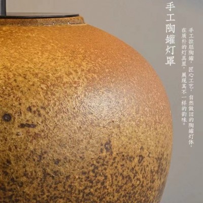 日式侘寂风手工陶罐台灯民宿设计师中古客厅卧室陶瓷摆件装饰台灯    1件图3