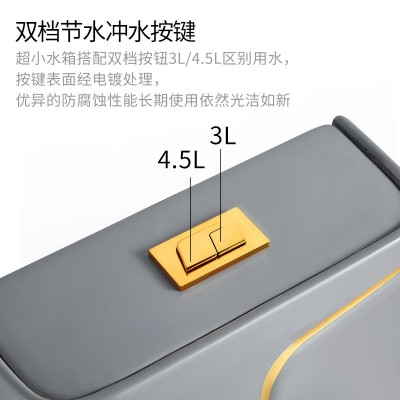 宫彩彩色马桶家用创意陶瓷虹吸超漩抽水防臭静音连体大管道坐便器  1个图4