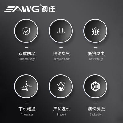 全铜防臭加厚地漏卫生间阳台隐形可镶砖两用防反水洗衣机地漏  1件图2