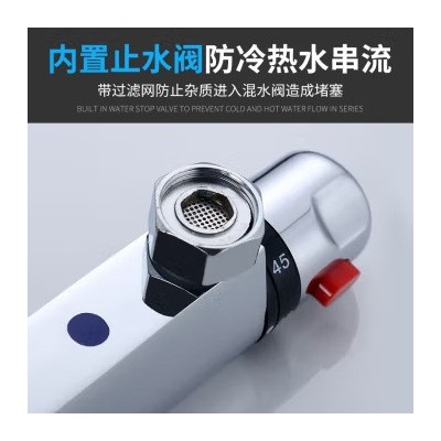 浴室卫生间家用智能全铜恒温阀热水器混水阀冷热淋浴花洒套装水龙  1件图4