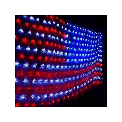 跨境新款110V低压美国国旗led灯串独立日节日装饰彩灯网灯现货   1套图4