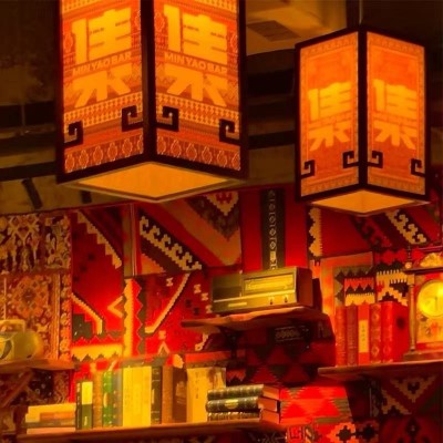 中式小吊灯中国风仿古餐厅实木羊皮灯创意火锅店过道走廊吧台灯具   1件图4