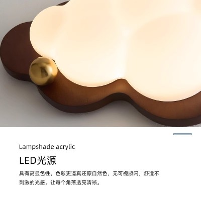 中古风卧室灯云朵吸顶灯美式复古奶油风温馨浪漫护眼儿童房间灯具图4
