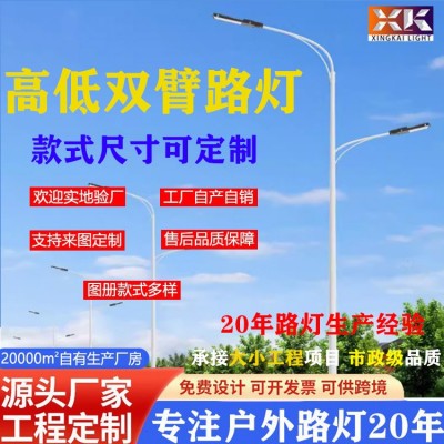 led市政道路双臂路灯8米10米12米户外高杆路灯广场公园高低臂路灯   1个