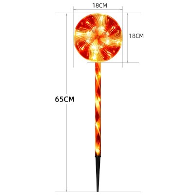 哇噢太阳能棒棒糖灯户外防水LED圣诞节日装饰灯糖果造型地插灯  1套图5