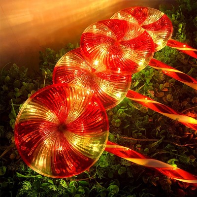 哇噢太阳能棒棒糖灯户外防水LED圣诞节日装饰灯糖果造型地插灯  1套