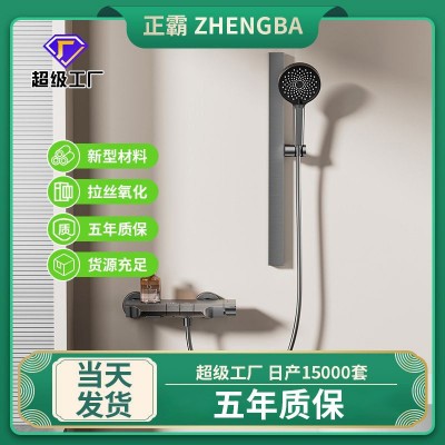 无顶喷淋浴花洒套装简易分体式花洒枪灰色圆形暗装花洒增压工程款  1件