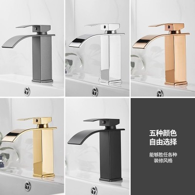 静音铜芯瀑布面盆水龙头冷热简易卫生间阳台洗手间浴室柜创意龙头图2