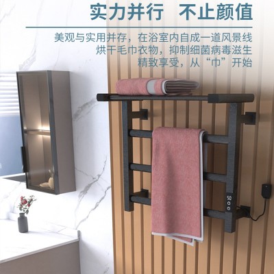 智能电热毛巾架浴室卫生间免打孔双层烘干恒温浴巾衣物烘干架图3
