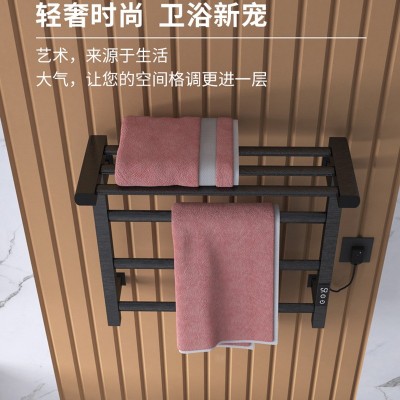 智能电热毛巾架浴室卫生间免打孔双层烘干恒温浴巾衣物烘干架图2