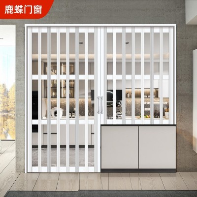 铝合金隐形折叠门推拉门无地轨开放式厨房燃气验收卫生间简易隔断图4