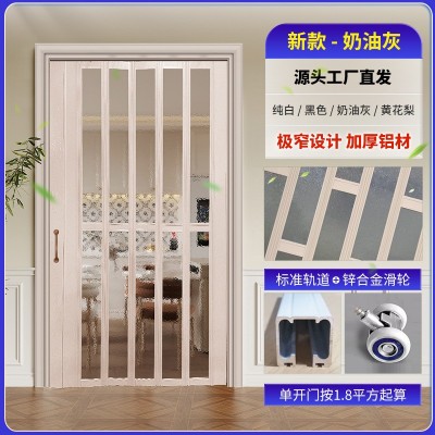 铝合金隐形折叠门推拉门无地轨开放式厨房燃气验收卫生间简易隔断图8