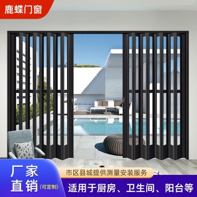 铝合金隐形折叠门推拉门无地轨开放式厨房燃气验收卫生间简易隔断图2