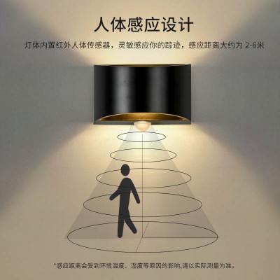 客厅卧室人体感应双头壁灯服装店酒店现代简约LED壁灯过 道装饰灯图3