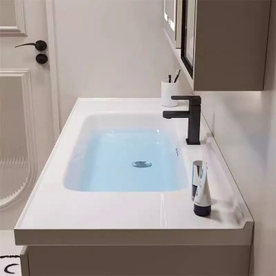 浴室柜陶瓷一体盆智能卫浴柜组合卫生间实木洗手盆现代简约洗漱台图2