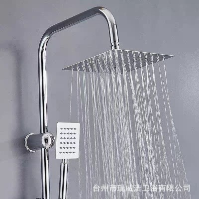 跨境黑金色一体杆不锈钢简易花洒淋浴套装带肥皂盒混合阀增压喷头图2