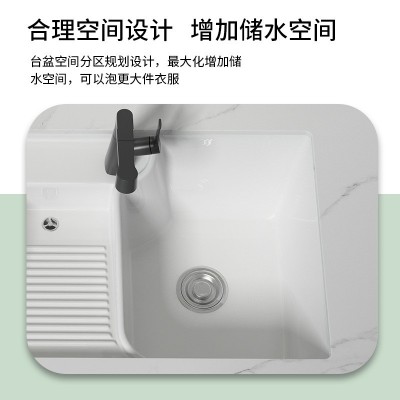 厂家直供卫生间阳台家用带孔台下洗衣盆陶瓷一体洗手盆洗脸盆图3
