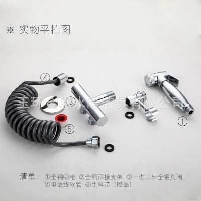 丽鲸 全铜马桶伴侣 妇洗器喷枪洗PP健康小喷头角阀支架套装102027图5