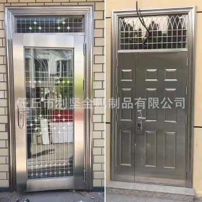 304不锈钢楼宇单元门201小区别墅庭院防盗双层钢化玻璃钢 制单元门图3